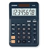 Casio Tischrechner MS-8E, 8-stellig, Währungsumrechnung, Gummifüße, Schnellkorrekturtaste, Solar-/Batteriebetrieb, silber