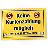 DankeDir! Keine Kartenzahlung - Schild 30 x 20 cm - Lustiges Barzahlung Hinweisschild für Gastronomie Einzelhandel - Nur Bares ist Wahres Deko Laden Restaurant Gastro Gaststätte Bar Hinweis