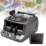 TEOV Geldzählmaschine mit LED-Display Banknotenzähler Falschgelderkennung Zählt 1000 Banknoten Pro Minute