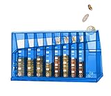 ECB Münzsortierer Euro Spardose | Für Büro und Kinderzimmer | Als Geschenk für Erwachsene und Kinder | Hergestellt aus recyceltem Material | Abschließbar (mit Schlüssel) | Transparent Blau